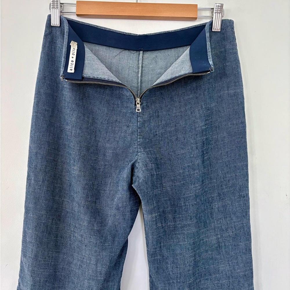 ALICE + OLIVIA 6 JINNY Chambray Blue High-Low Pants Flare Leg Boho Hippie Chic - Picture 7 of 14
